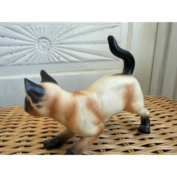 Vintage MCM Lefton Siamese Cat figurine Pouncing Playful - Picture 7 of 11